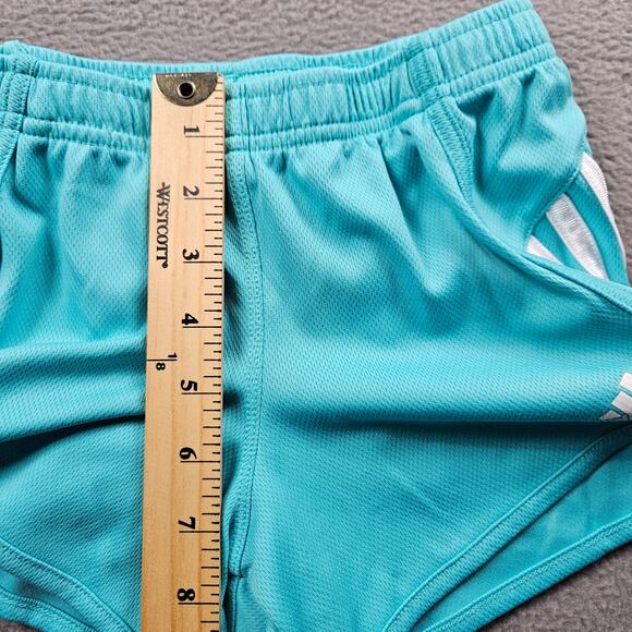 Adidas Gym Shorts Girls Small 7/8 Teal Blue - Picture 7 of 8